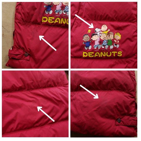 Vintage Snoopy Peanuts Gang Red Puffer Jacket Juniors L Womens S - Picture 10 of 10